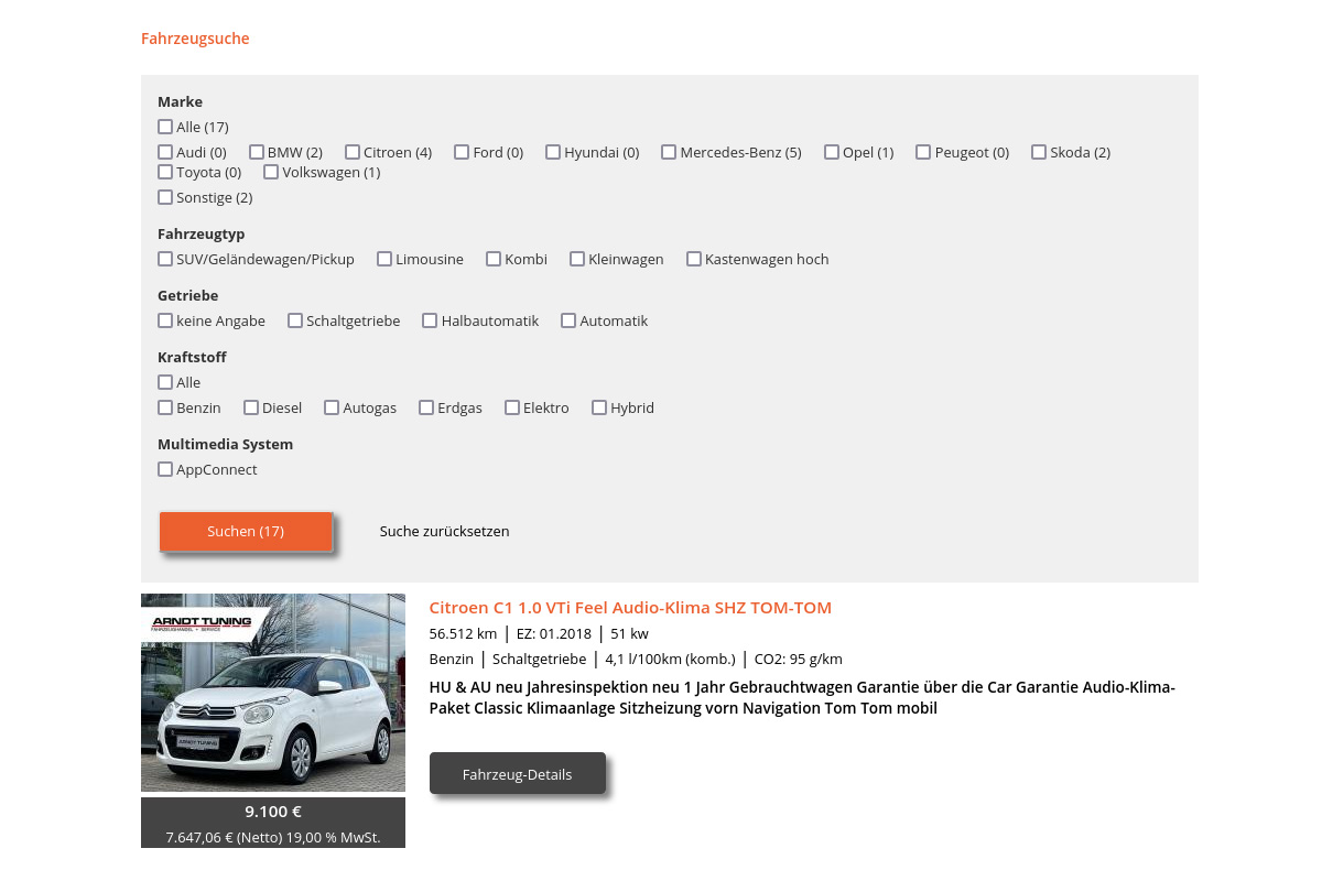 Arndt Tuning Berlin Gmbh Fahrzeughandel & Service KFZ Handel (Software) - Friedlein Software & Webentwicklung